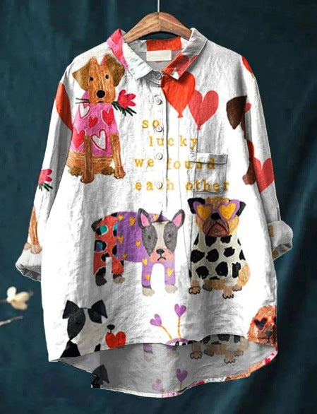 Ulrika | Oversized T-shirt med hundmotiv, svart bomull