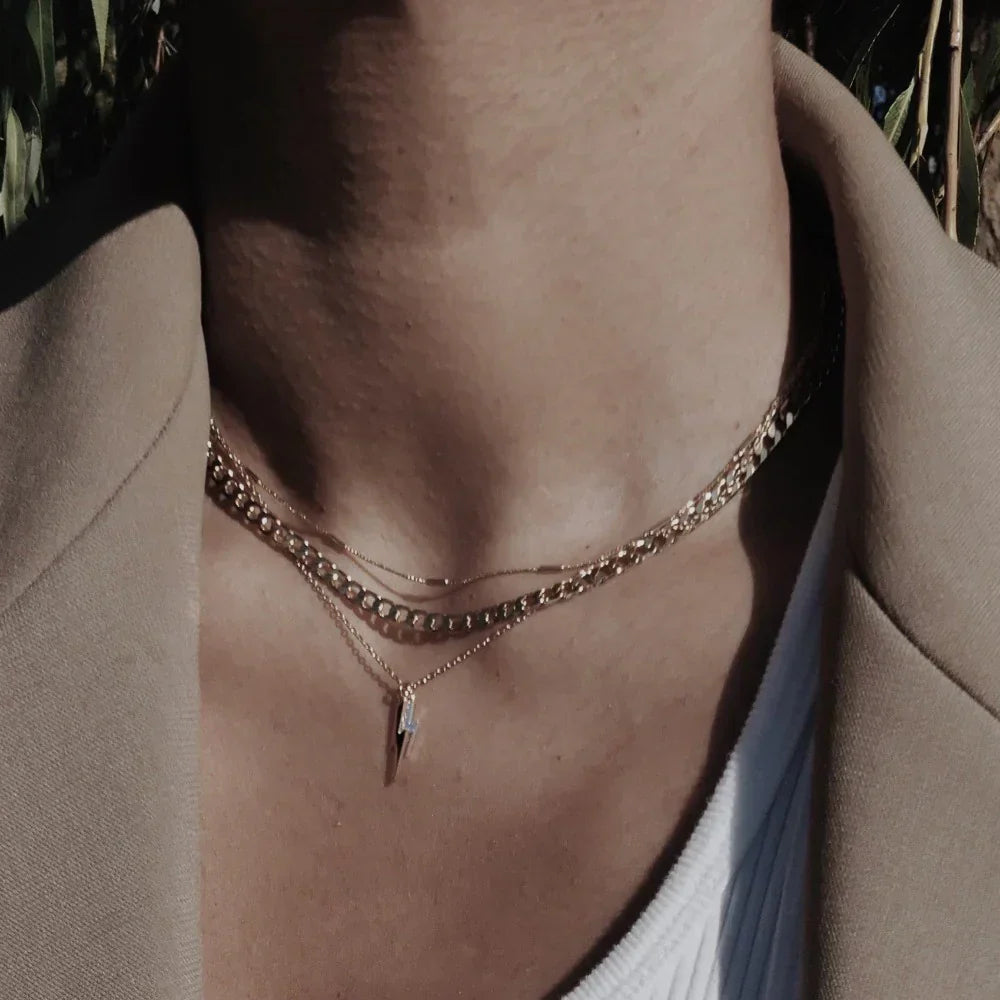 Hilda | Vintage Flat Link Gold Curb Chain Necklace