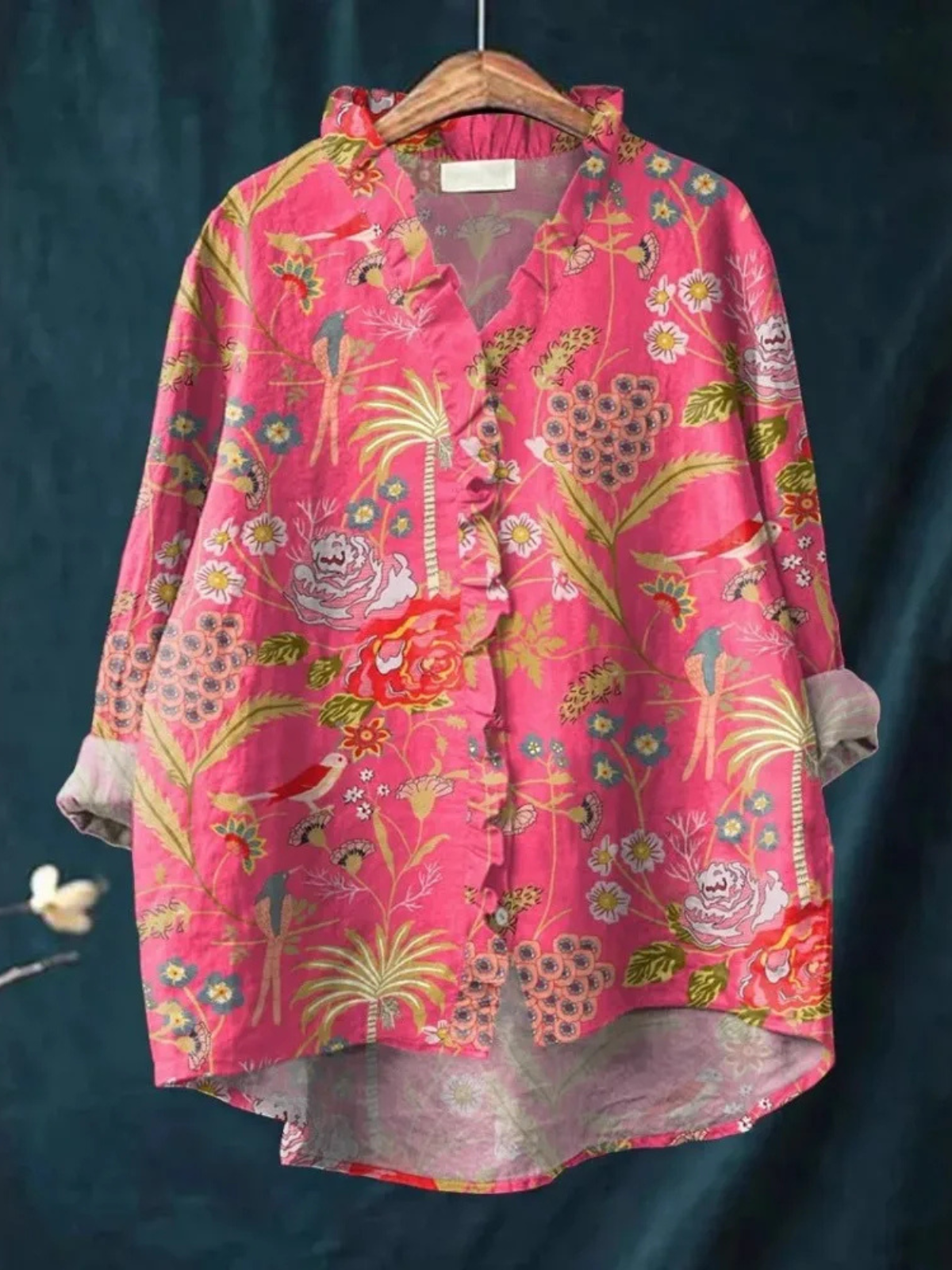 Rebecka | Blus Med Tropiskt Trädgårdsmönster