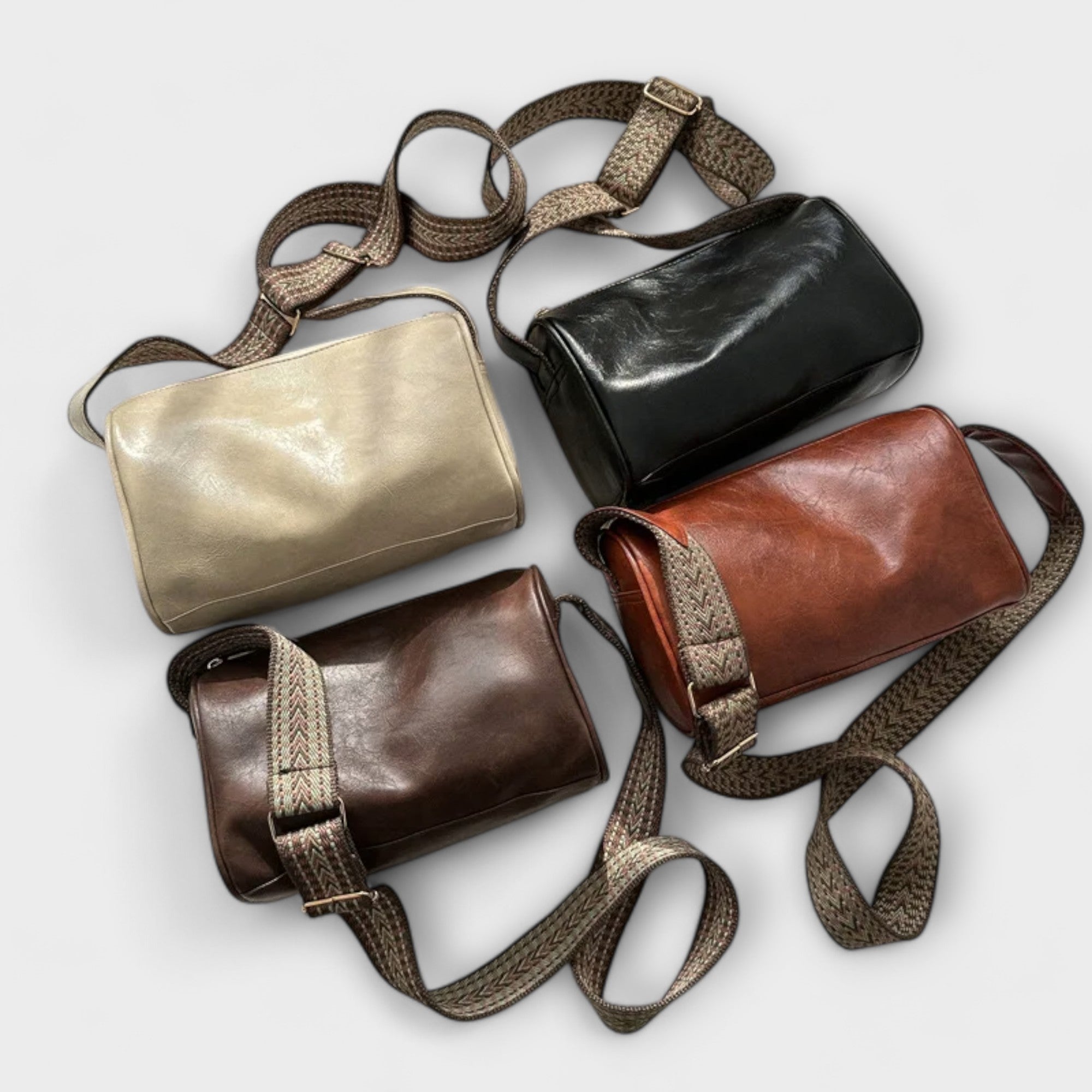 Emma | Vintage Crossbody Bag i Svart Läder