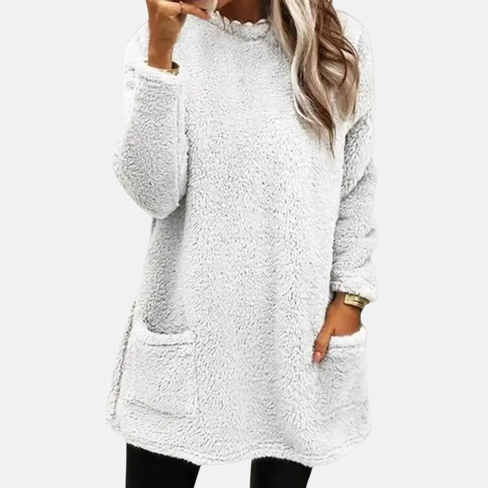 Lisa | Mellangärdig Pullover i Neutralt Melange