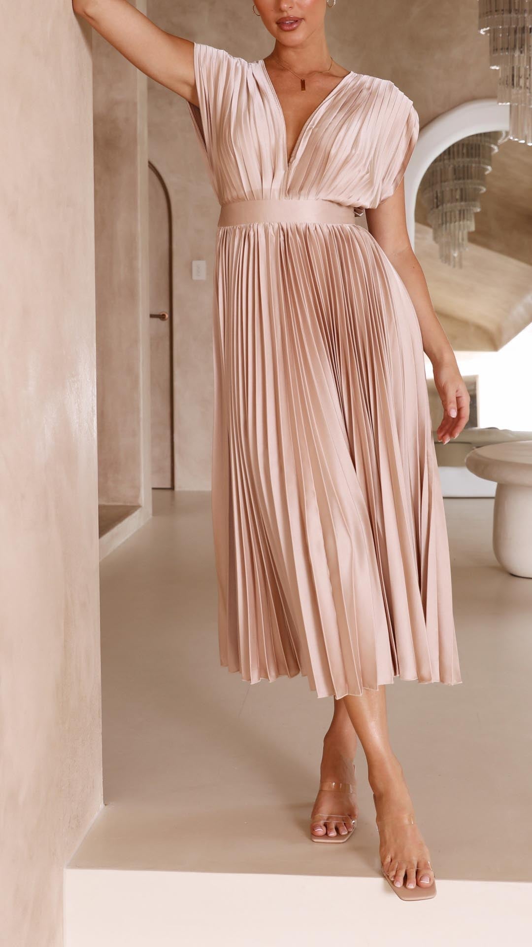 Lena | Elegant Plisserad Klänning