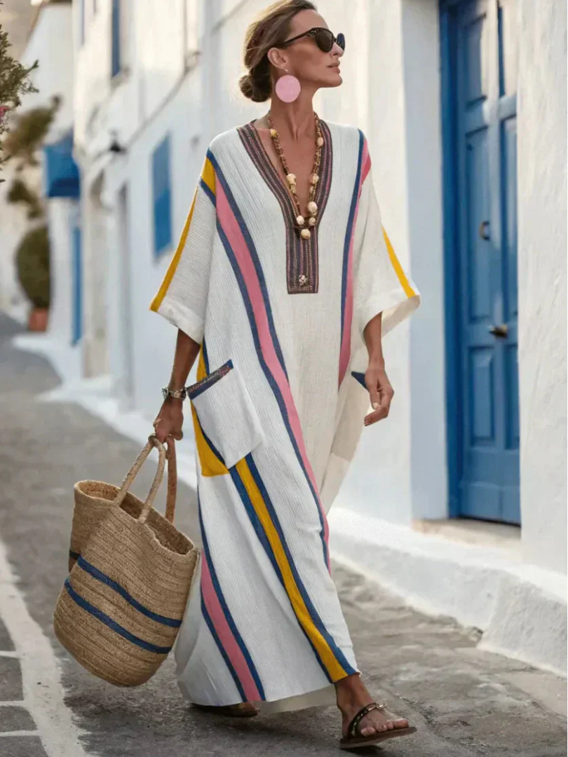 Johanna | V Neck Half Sleeve Pocket Maxi Dress