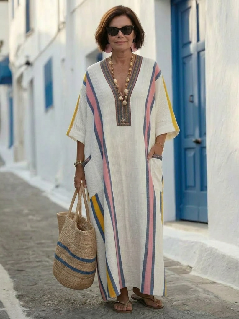 Johanna | V Neck Half Sleeve Pocket Maxi Dress