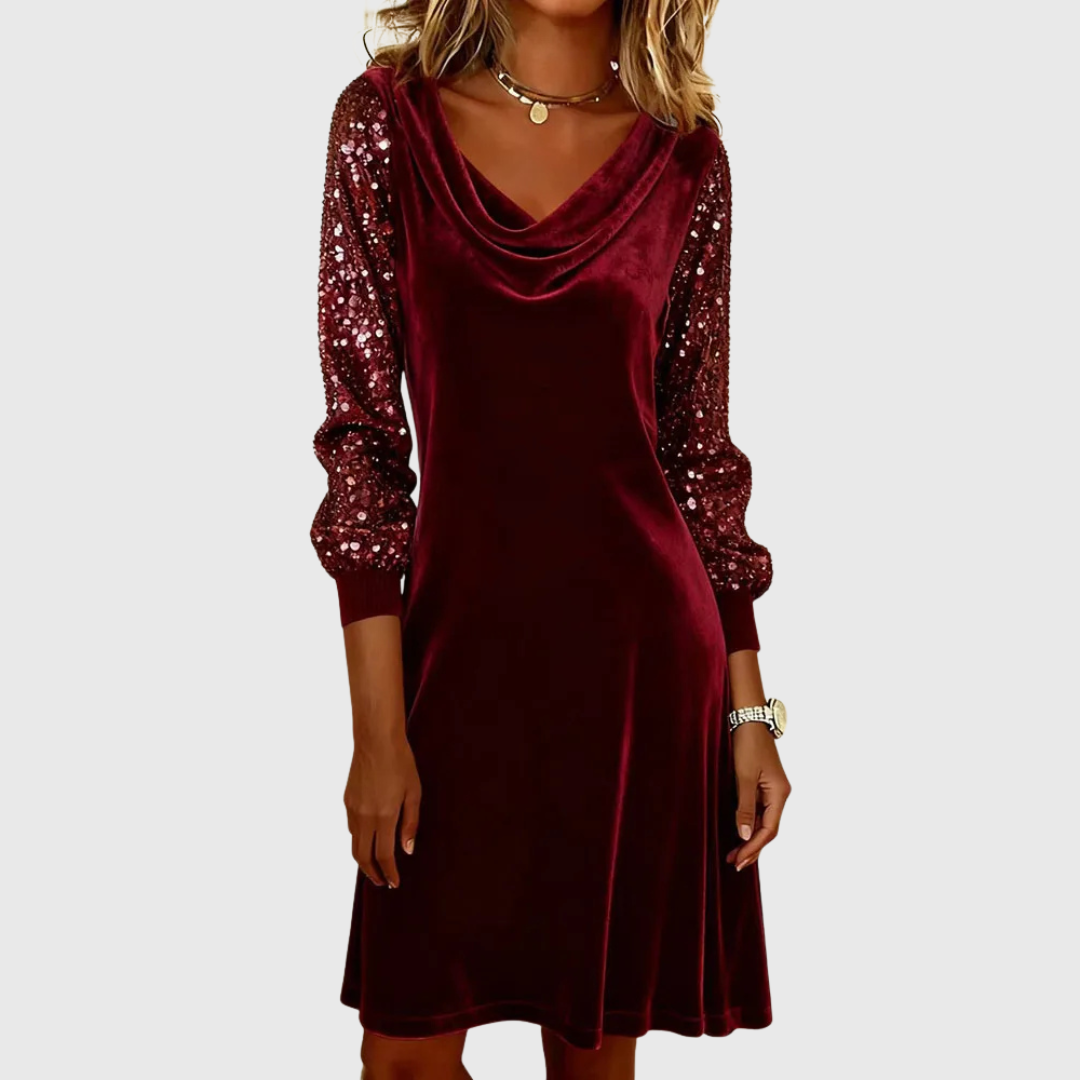 Anna | Sammet Glittrande Ärmdress