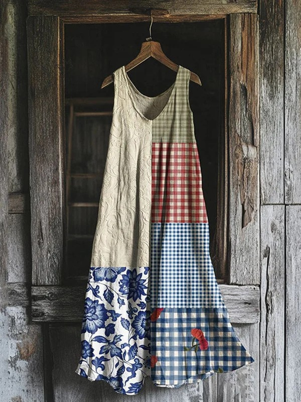 Elsa | Lantlig Charm Patchwork Konstklänning