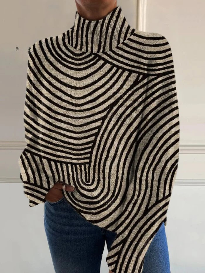 Elin | Handritad Linne Turtleneck Tröja
