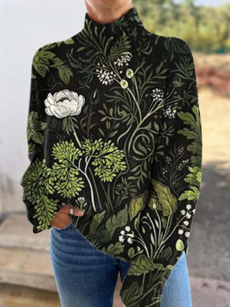 Vera | Botanisk Blommig Turtleneck Tröja