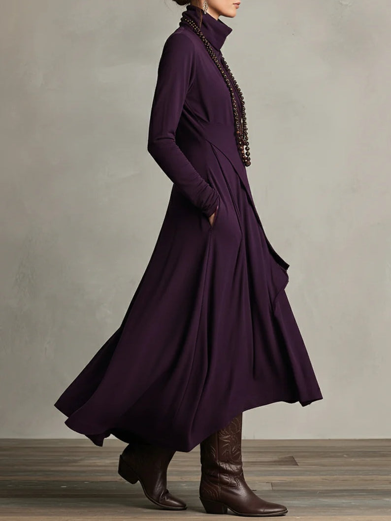 Ida | Elegant Höghalset Asymmetrisk Draperad Maxiklänning