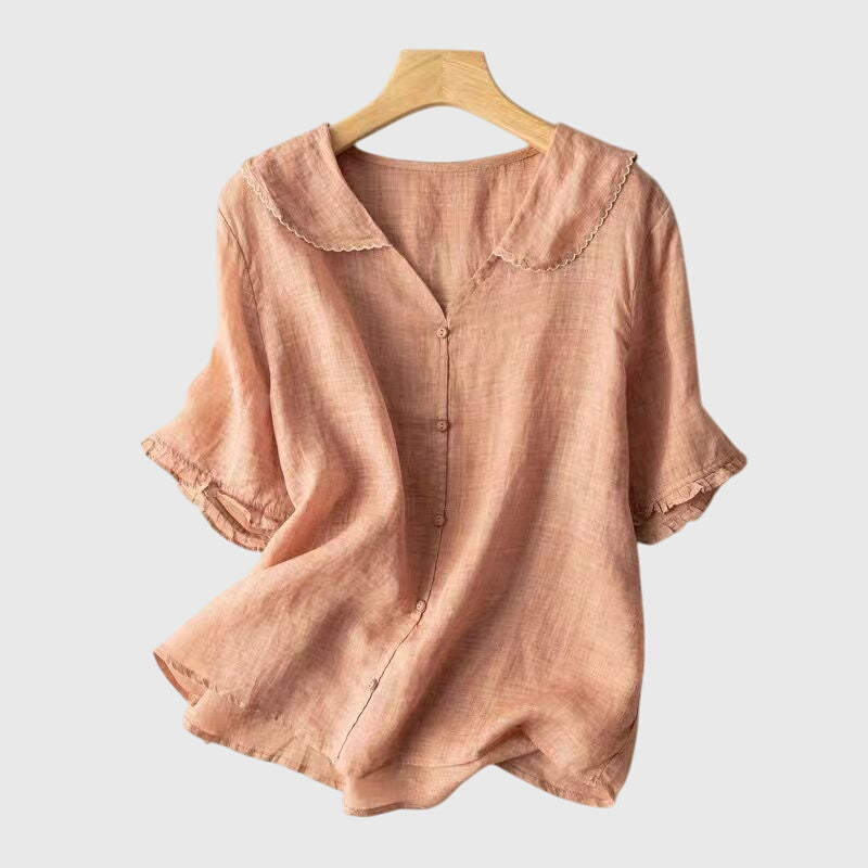Lovisa | Elegant Blus i Vit Bomull med Klassisk Skärning