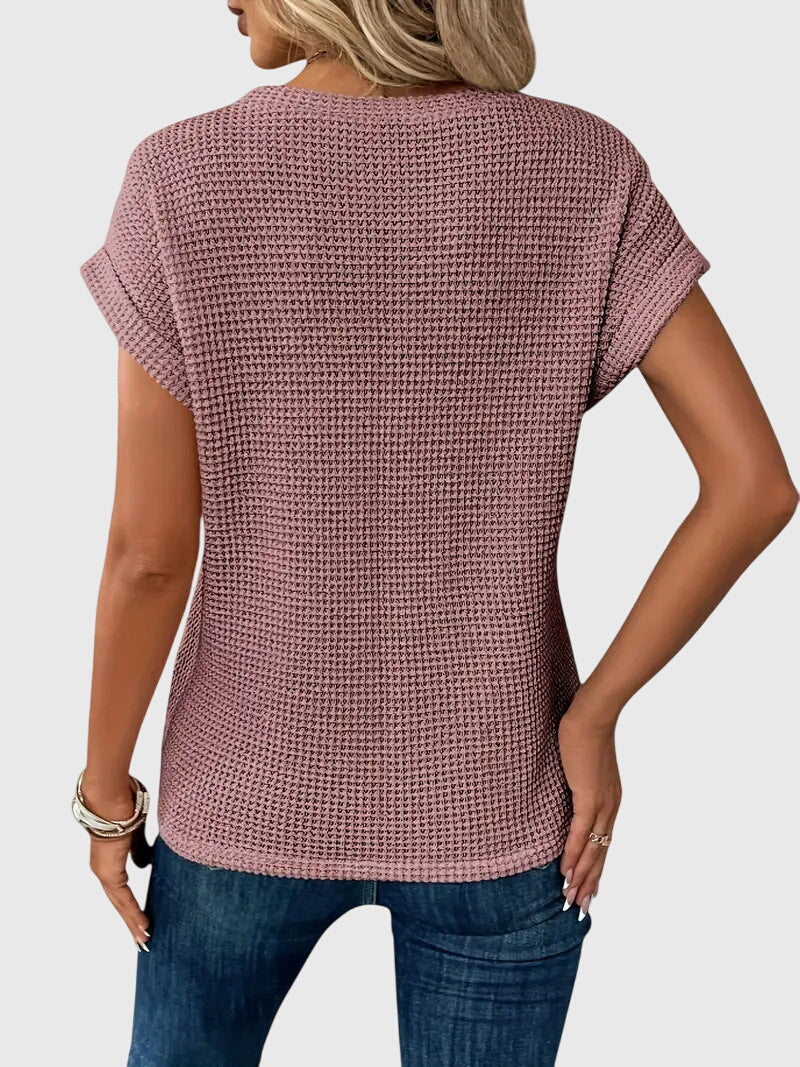 Edith | Blus med Rund Hals i Bomull Orange