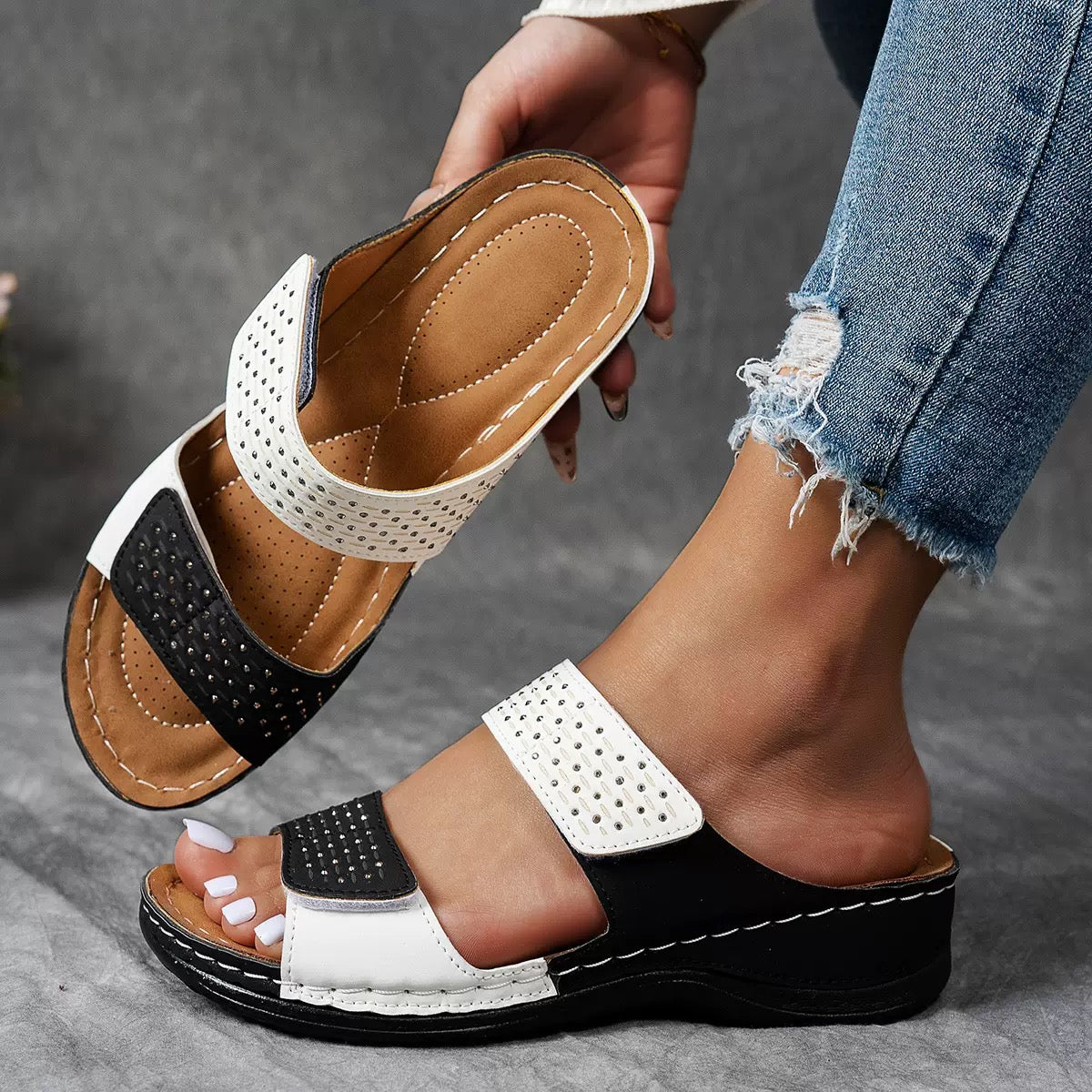 Eva | Ergonomiska sandaler i svart läder