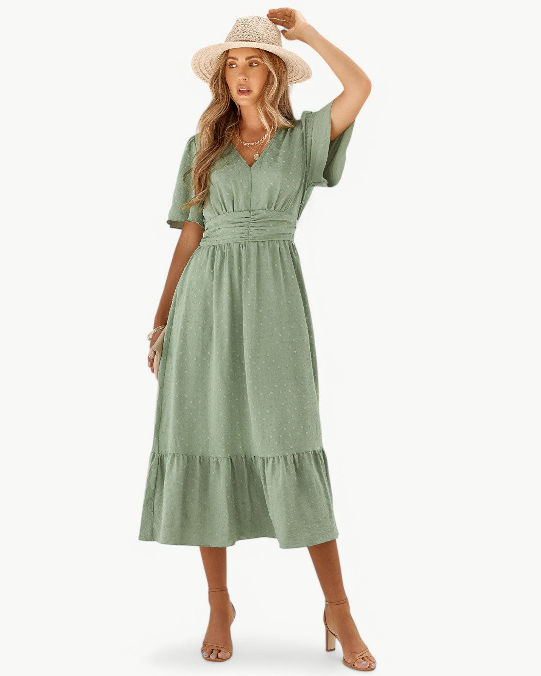 Hilda | ELEGANT FLÖDANDE SOMMAR V-HALS KLÄNNING
