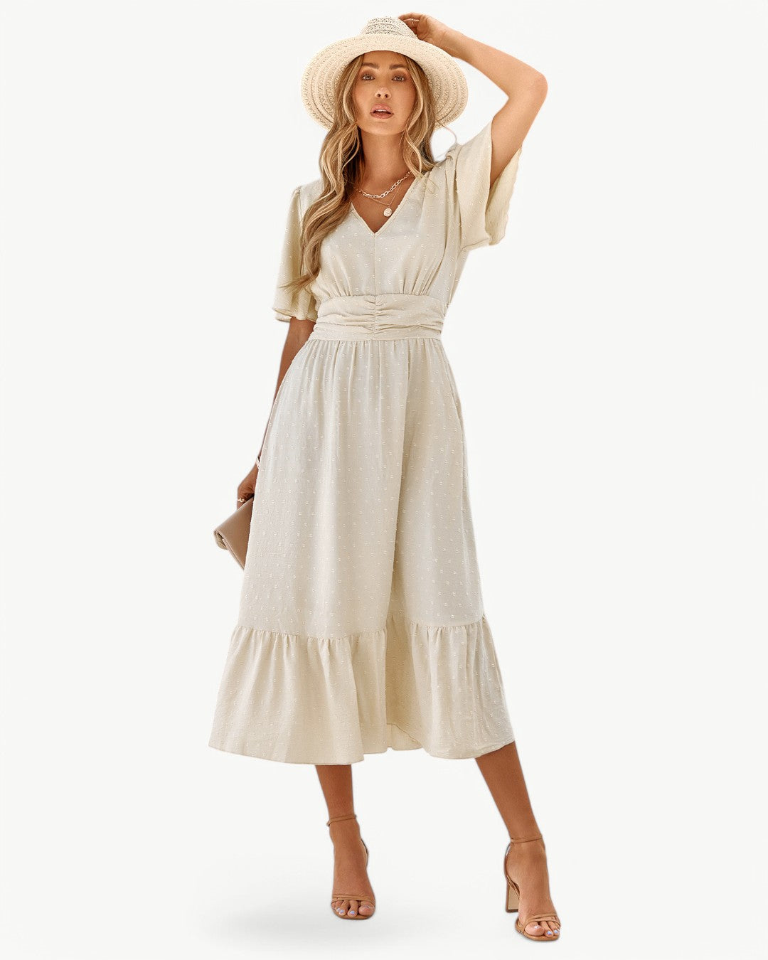 Hilda | ELEGANT FLÖDANDE SOMMAR V-HALS KLÄNNING
