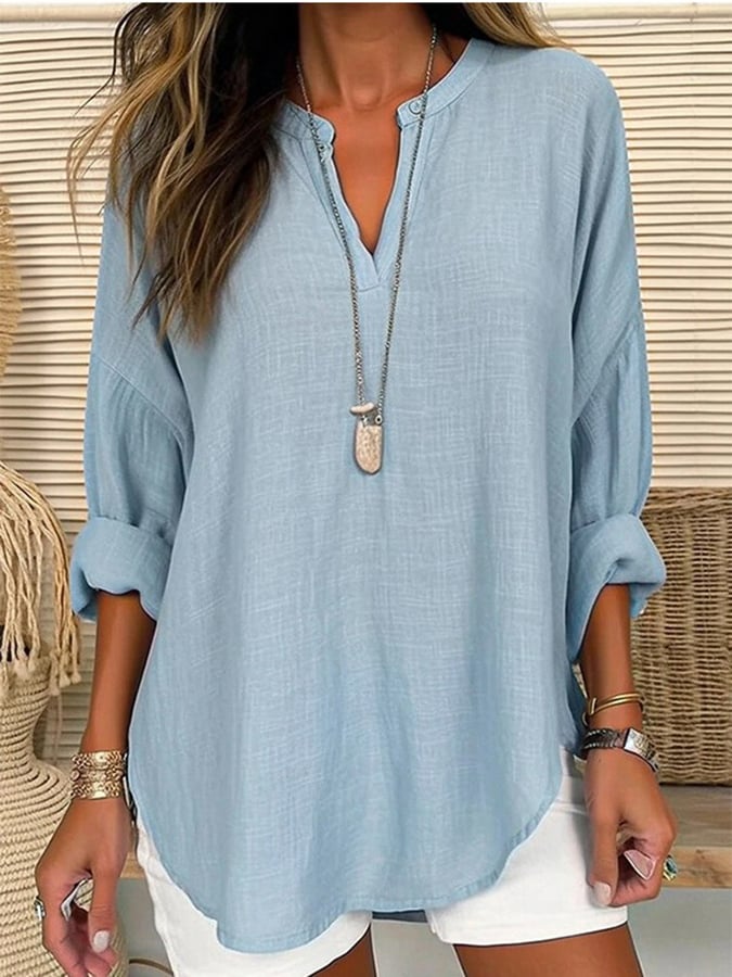 Rebecka | Oversized blus i vit bomull med spetsdetaljer