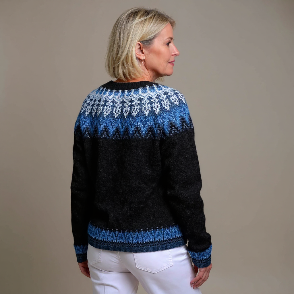 Ingrid | Vintage stickad kofta i bomull, oversized passform, naturfÀrgad