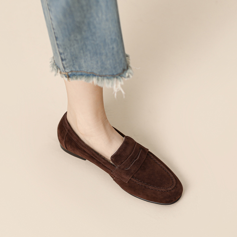 Emma | Klassiska Vintage Loafers i Svart LĂ€der