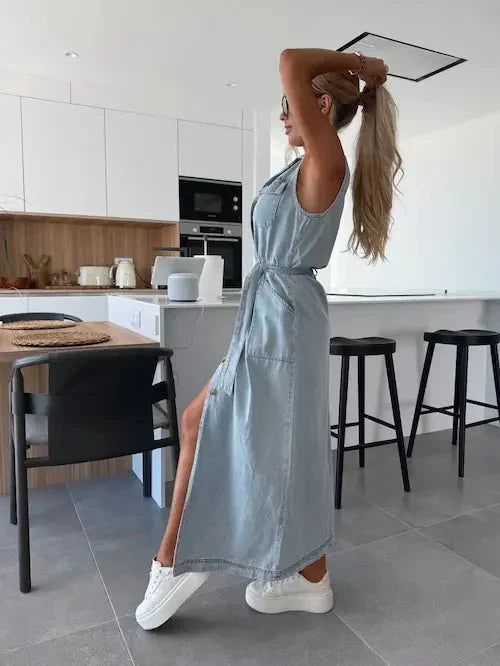 Åsa | Maxiklänning i svart stretch jersey