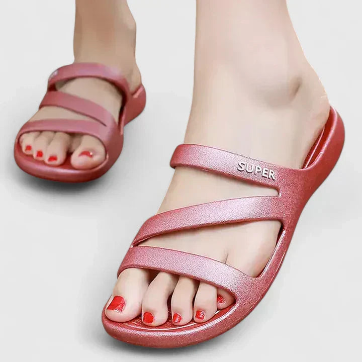 Astrid | Ortopediska sandaler i beige läder med justerbar rem