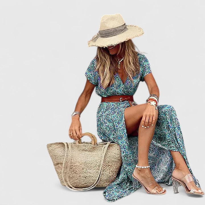 Elsa | Boho Maxiklänning i Viskos, Röd