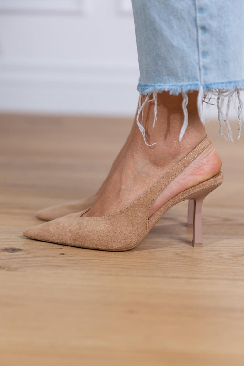 Emma | Slingback Klackar i Svart LĂ€der
