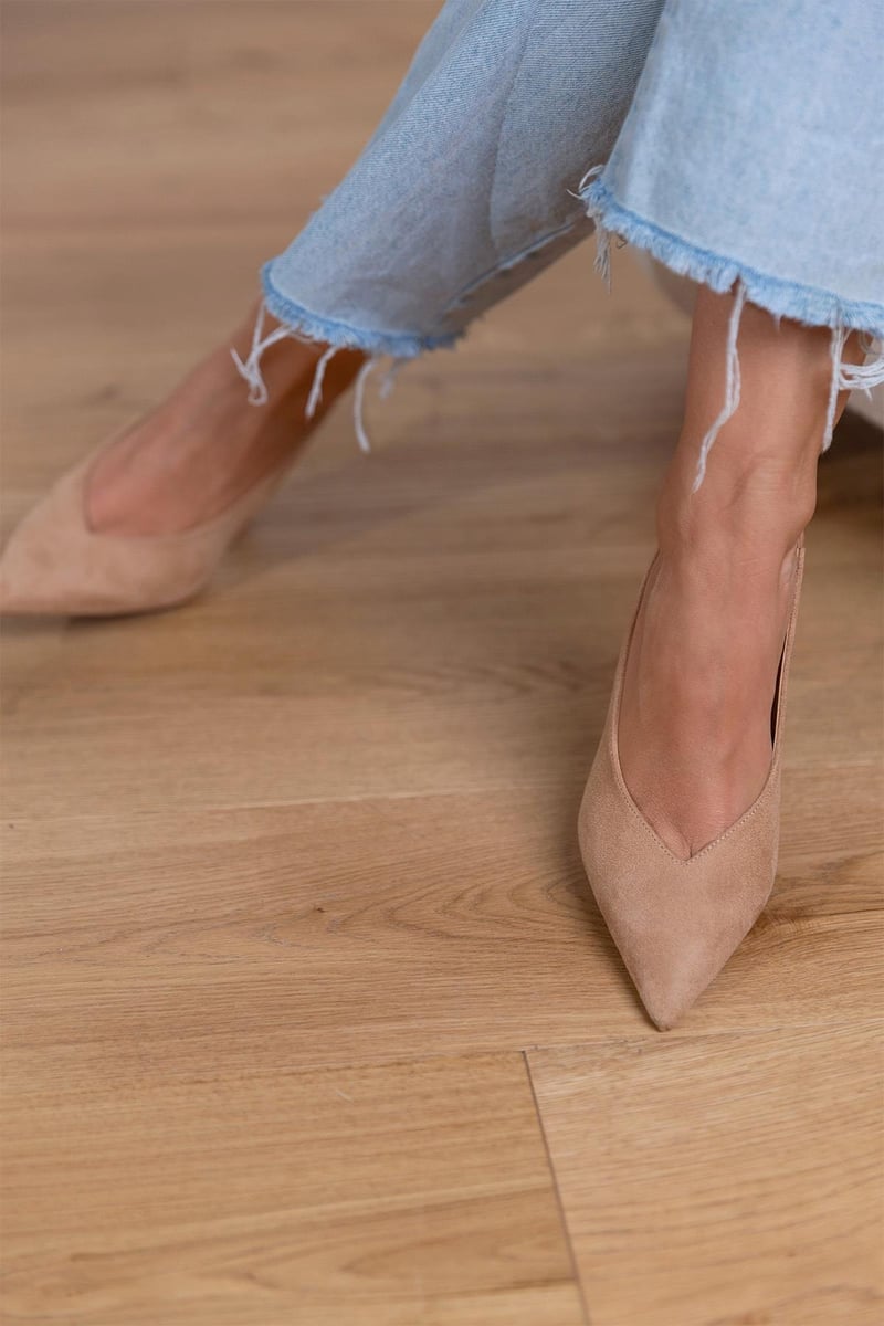 Maja | Mocka Slingback-Klackar i Beige