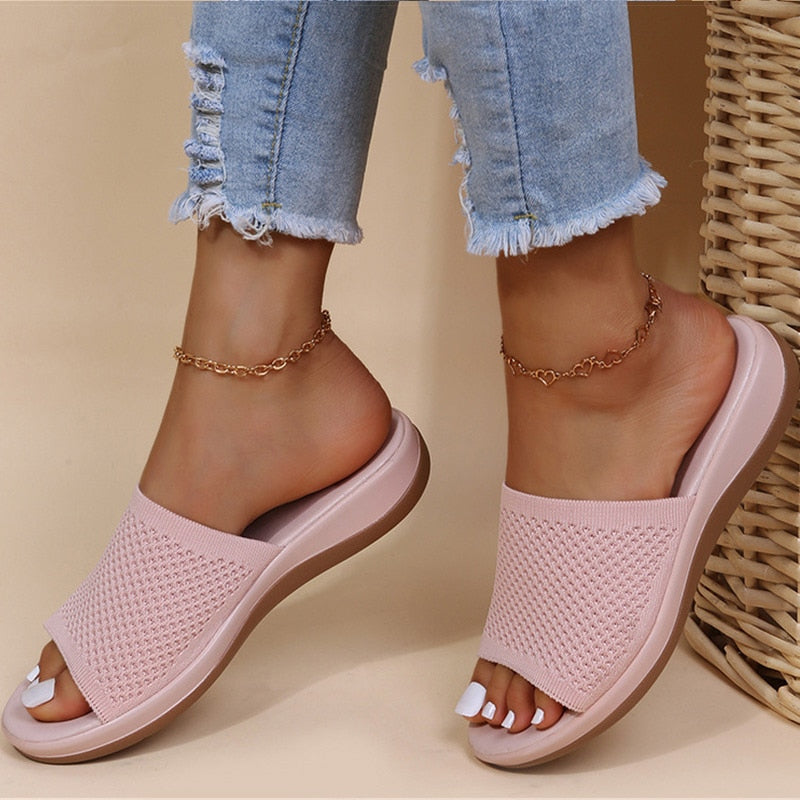 Sara | Stickade Ortopediska Sandaler i Beige
