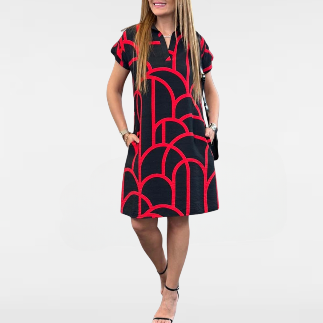 Nathalie | Elegant Midi Klänning i Svart Jersey