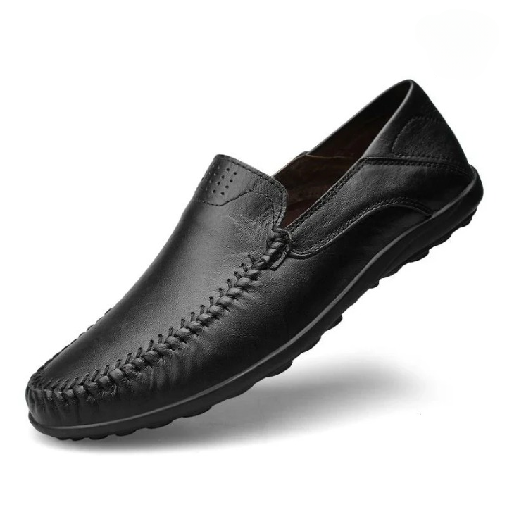 Eva | Klassiska Loafers i Svart Läder