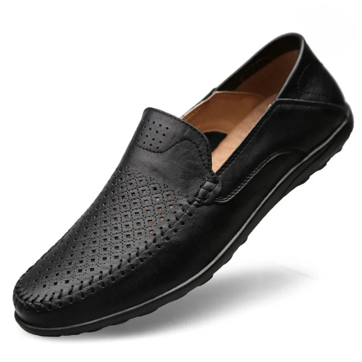 Eva | Klassiska Loafers i Svart Läder
