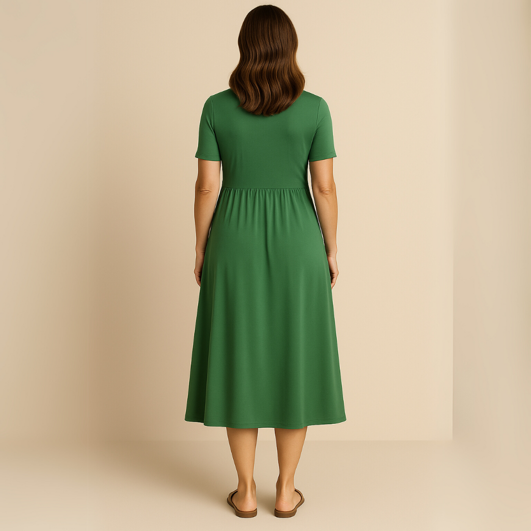 Astrid | Midi Klänning med V-ringning Svart Jersey
