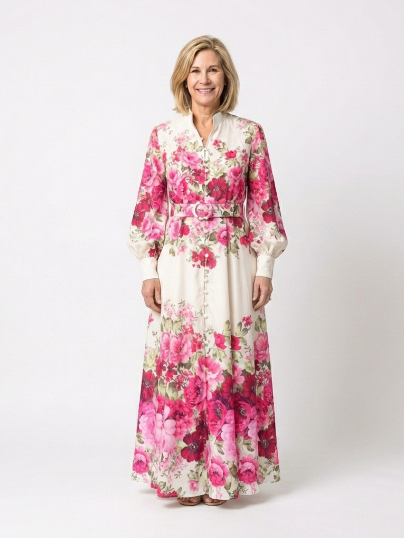 Karin | Blommig Maxiklänning Med Bälte