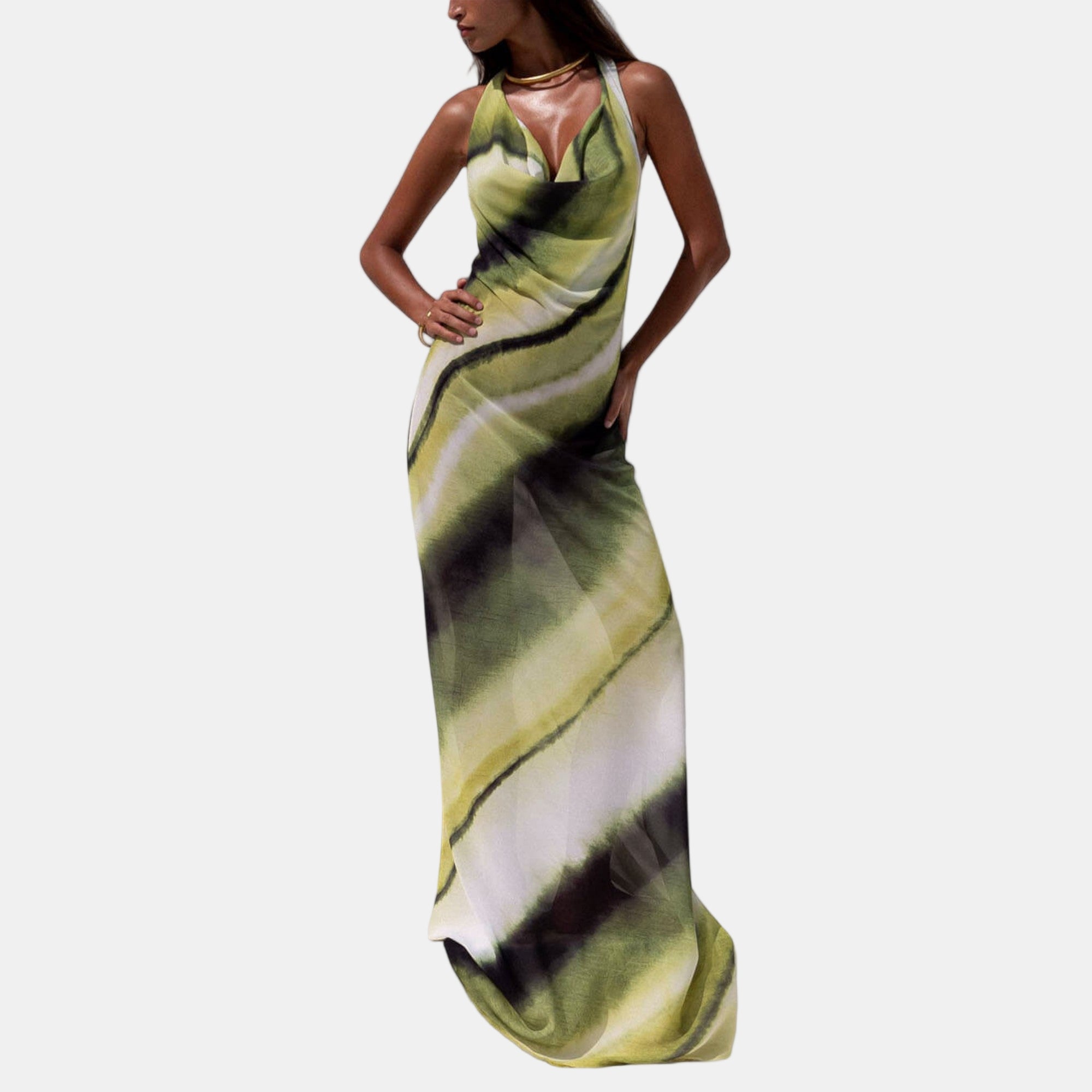 Birgitta | Elegant Maxi Klänning i Svart Siden