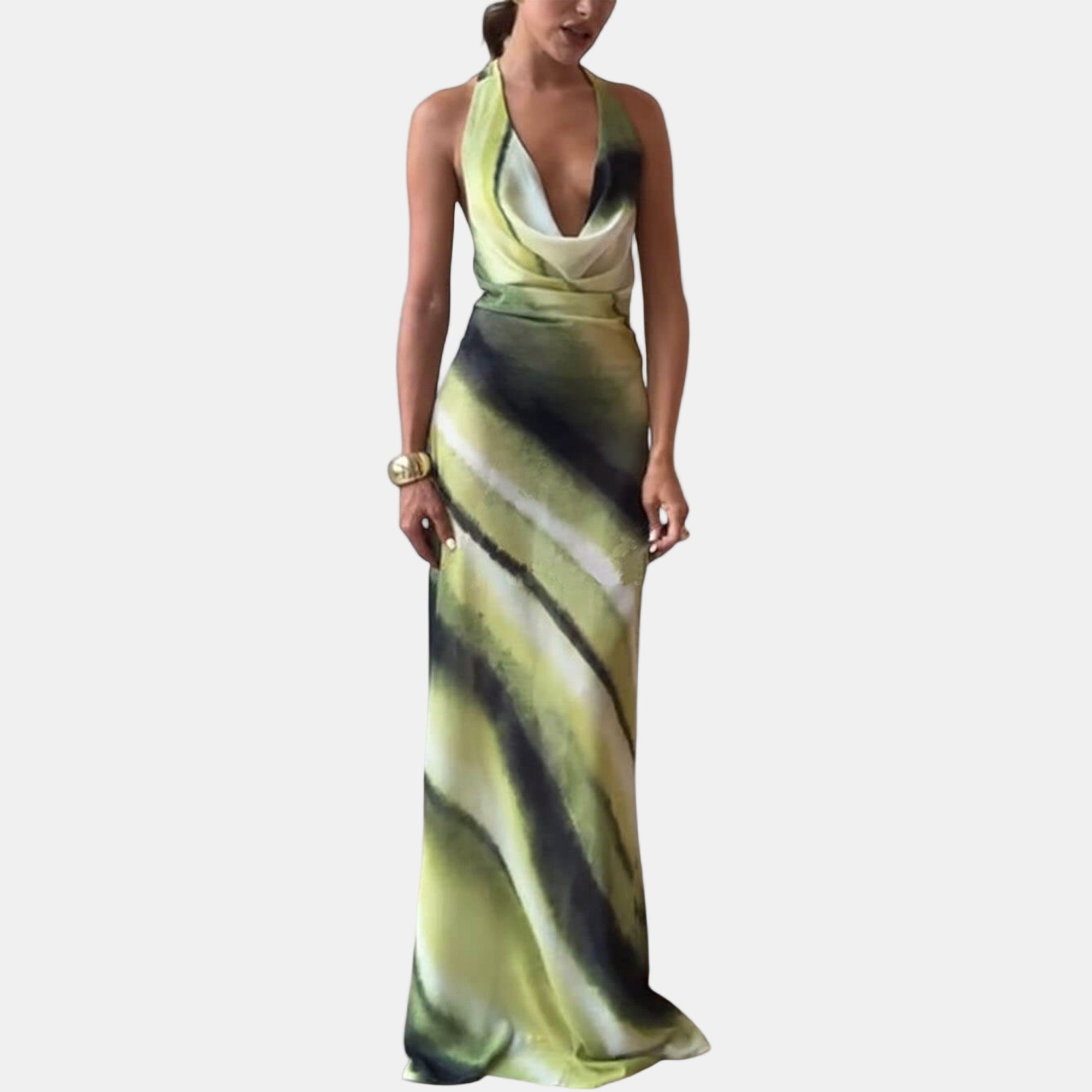 Birgitta | Elegant Maxi Klänning i Svart Siden
