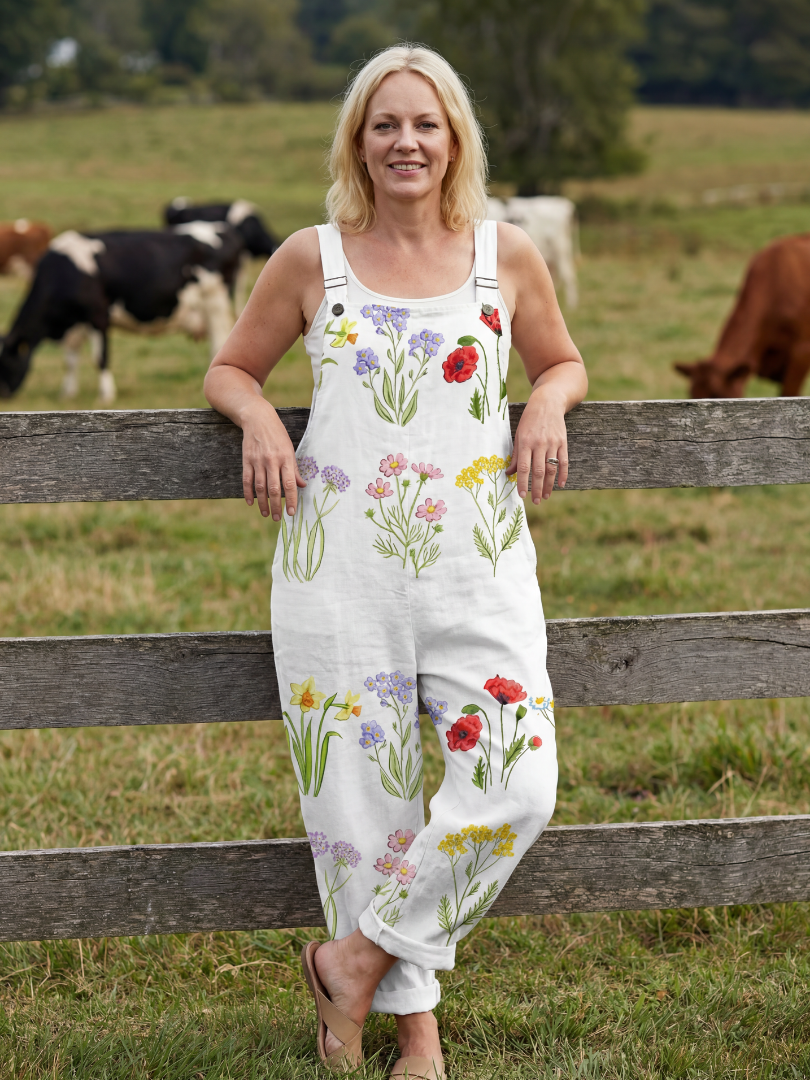 Elin | Blommig jumpsuit med axelband i helfigur
