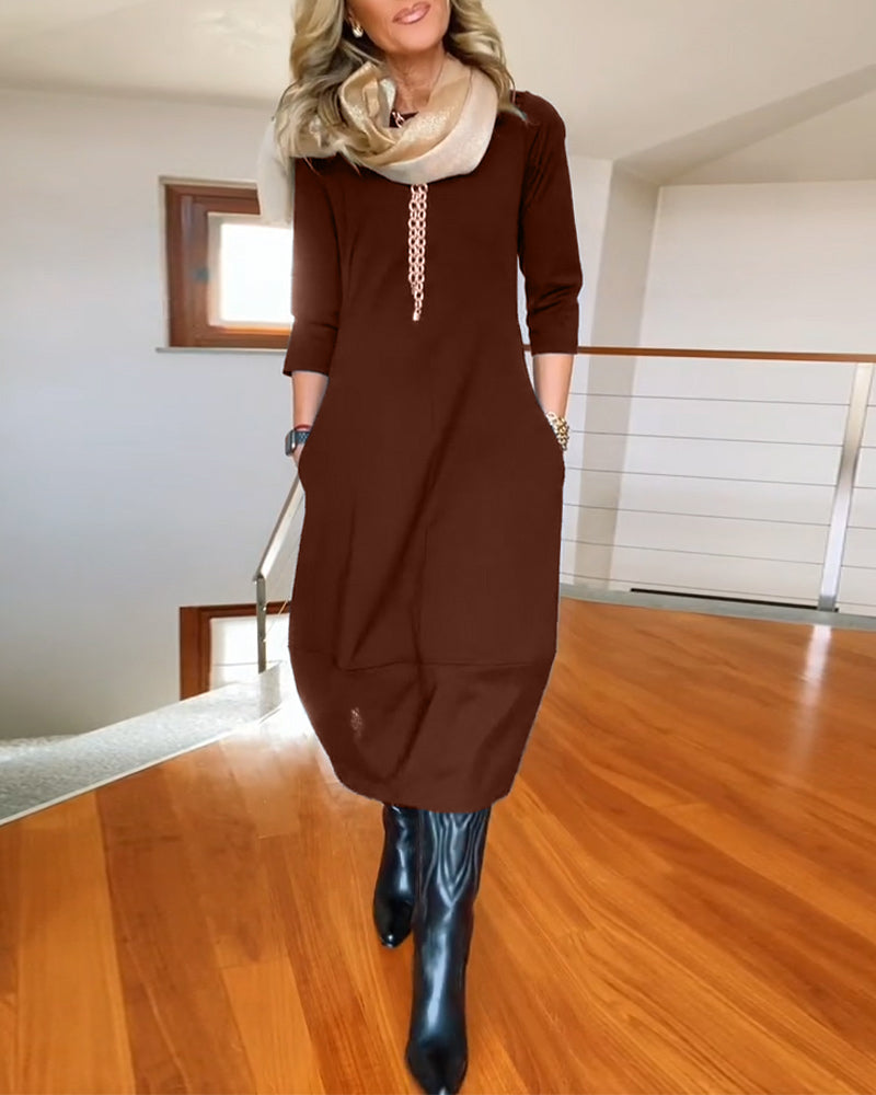 Kristina | Elegant Midi Klänning i Svart