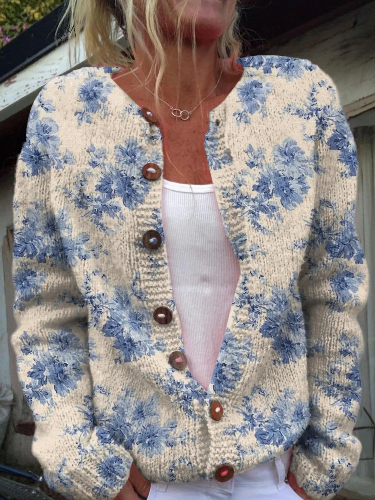 Sara | Damens Vintage Stickad Kofta