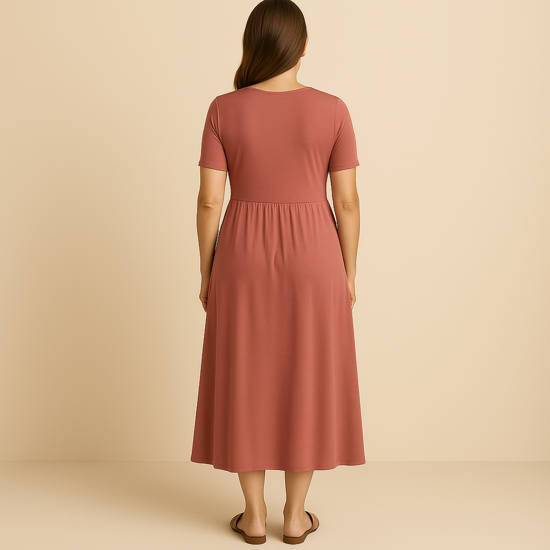 Astrid | Midi Klänning med V-ringning Svart Jersey