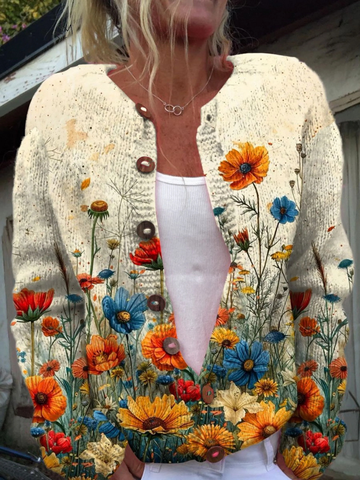 Lena | Kvinnors Vintage Stickad Kofta