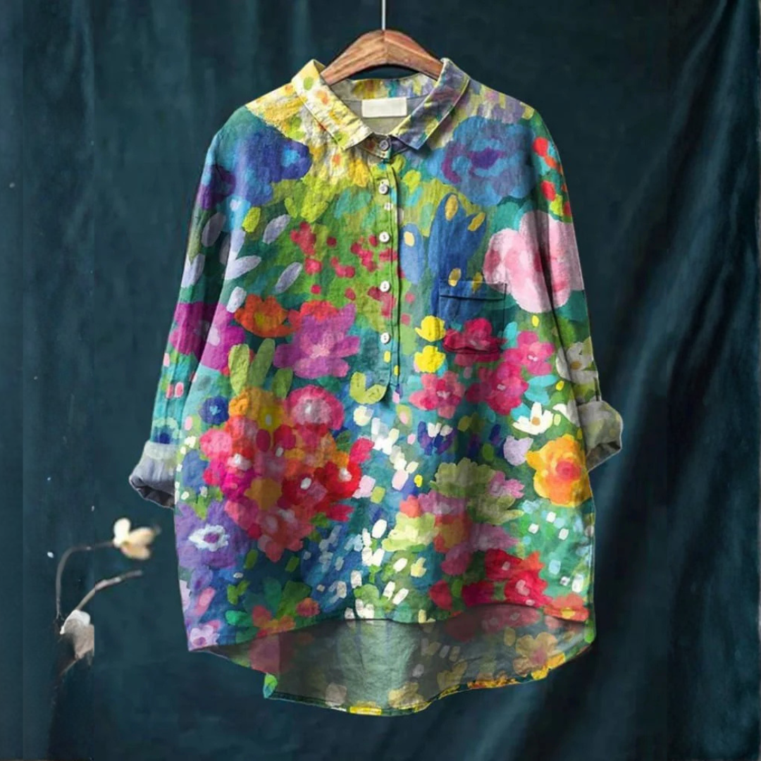 Sophia | Blommor Akvarell Skjorta