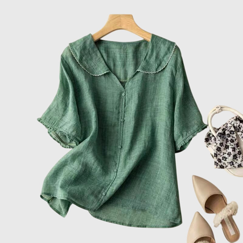 Lovisa | Elegant Blus i Vit Bomull med Klassisk Skärning