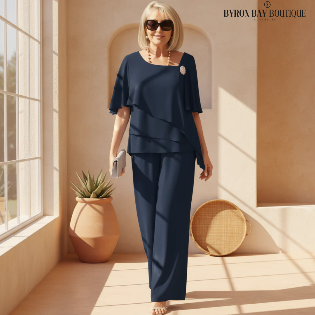 Rebecka | Flödesset i svart med elegant drapering, flera färger och storlekar
