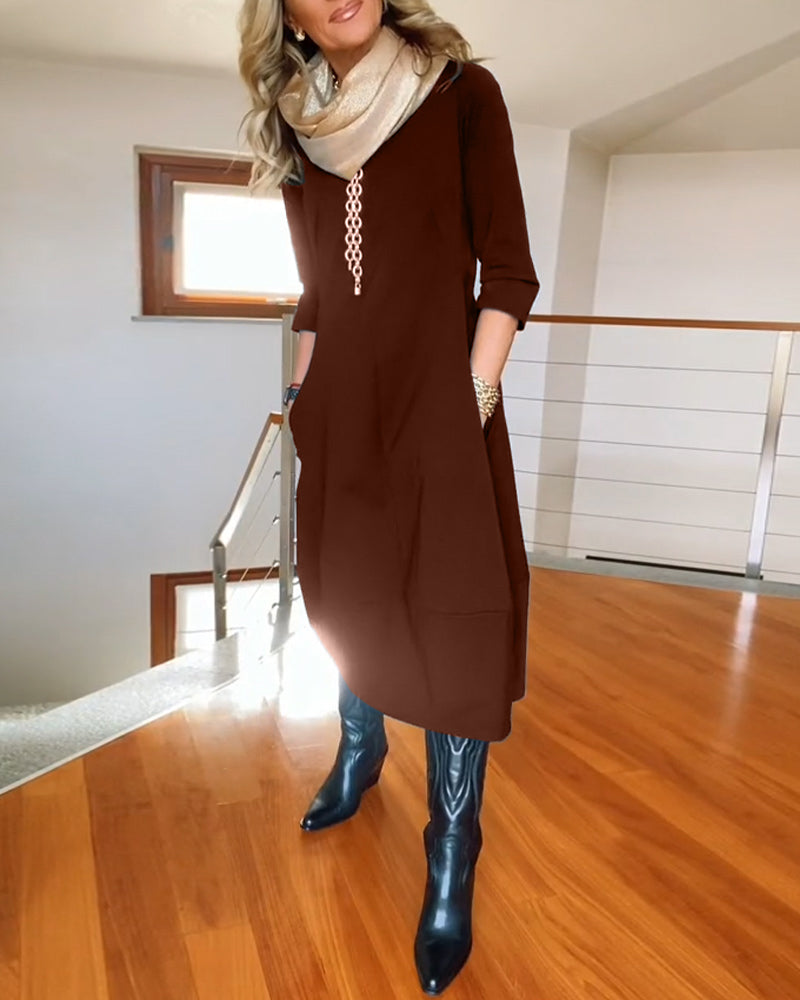 Kristina | Elegant Midi Klänning i Svart
