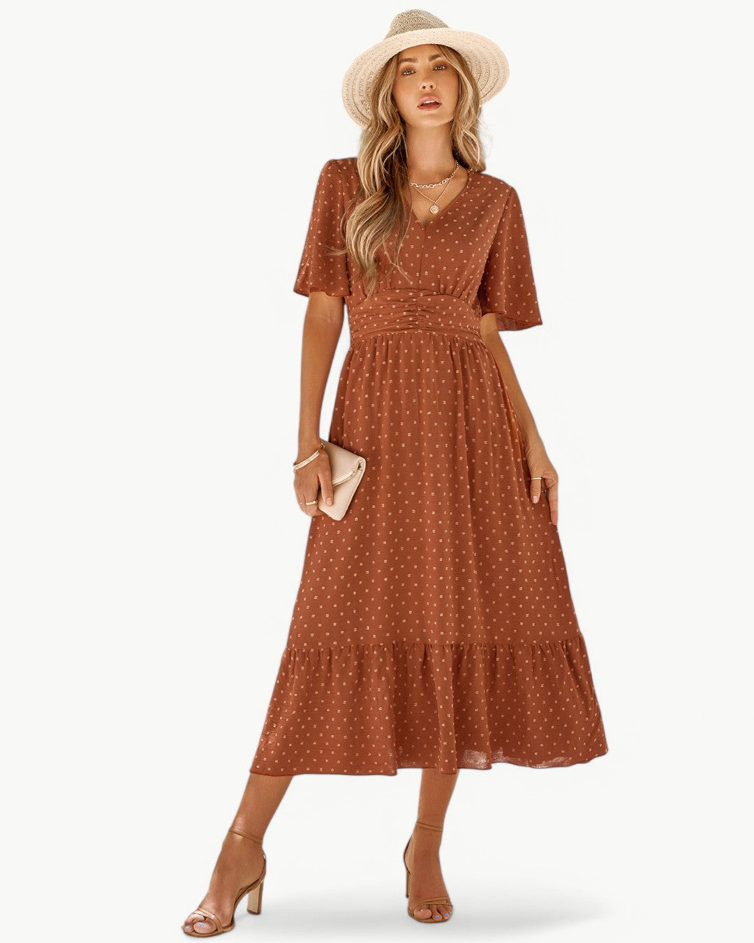 Hilda | ELEGANT FLÖDANDE SOMMAR V-HALS KLÄNNING