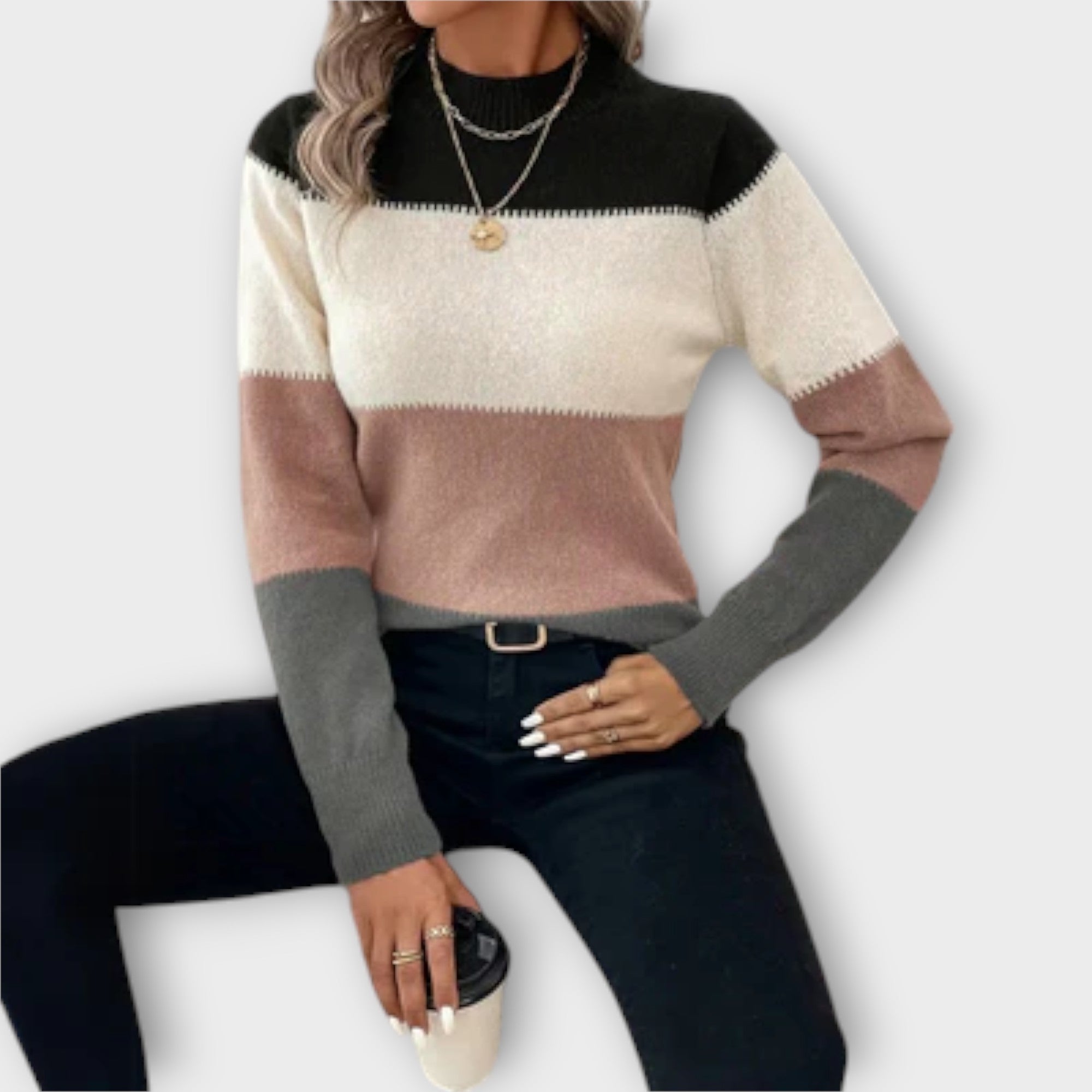 Tyra | Avslappnad Tröja i Klassisk Stil, Neutral Färg, Bekvämt Material