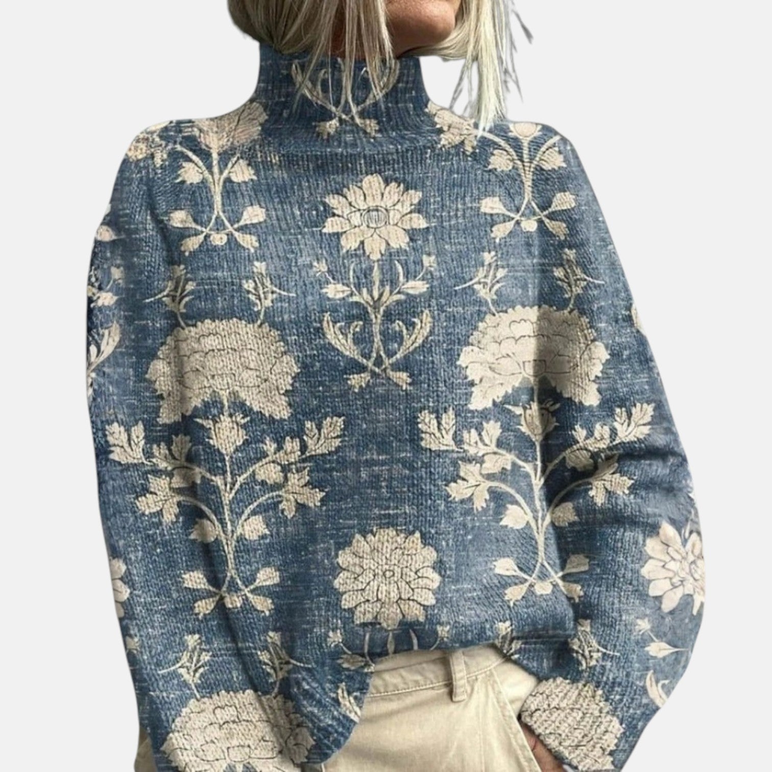 Klara | Elegant Rullkrage Tröja i Mörkgrå Bomull
