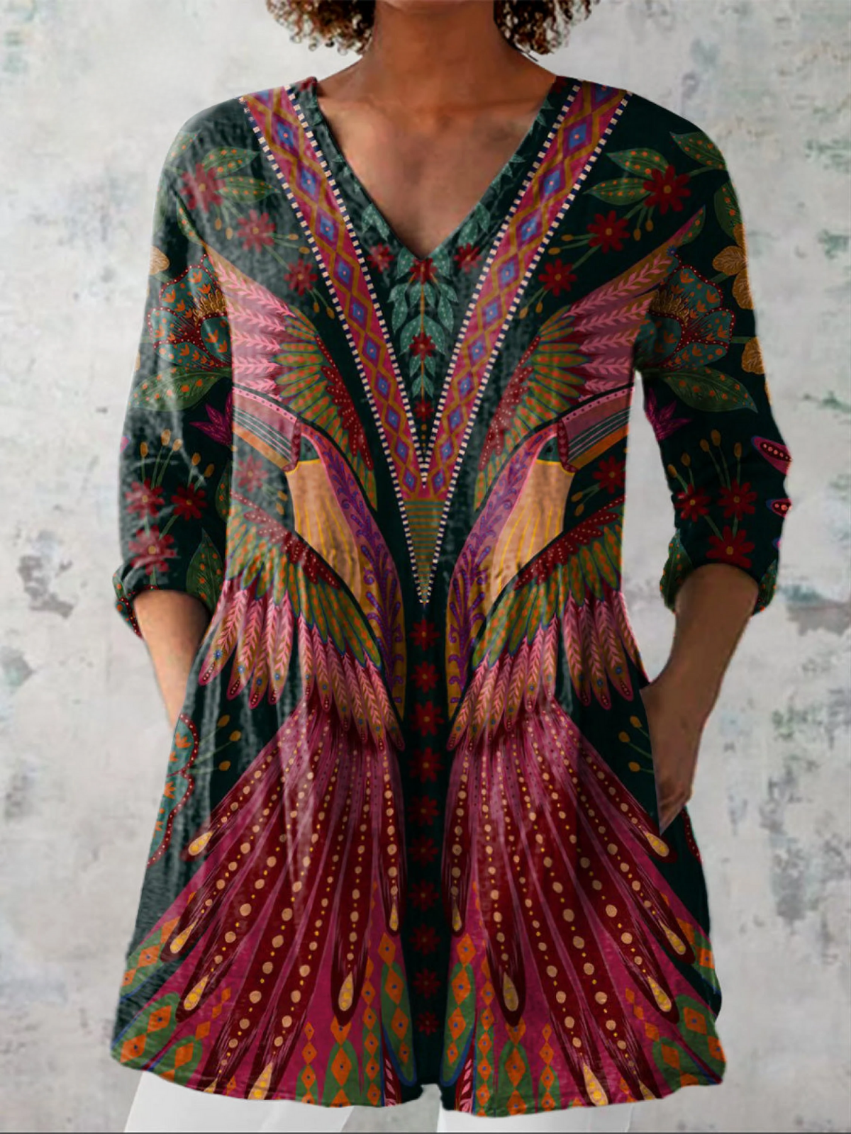 Adrianna | Lång V-halsblus