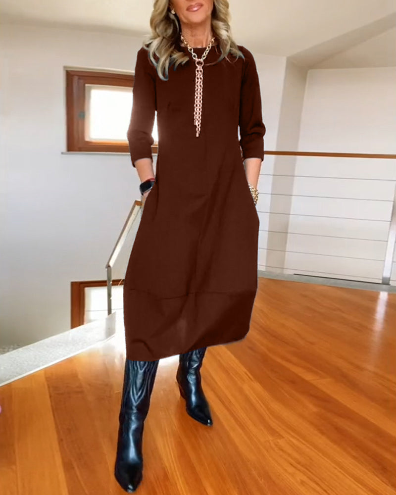 Kristina | Elegant Midi Klänning i Svart