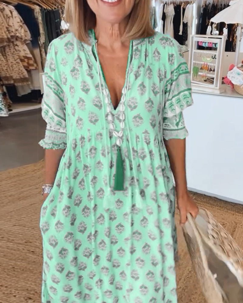 Ida | Chic Floral V-Neck Dress
