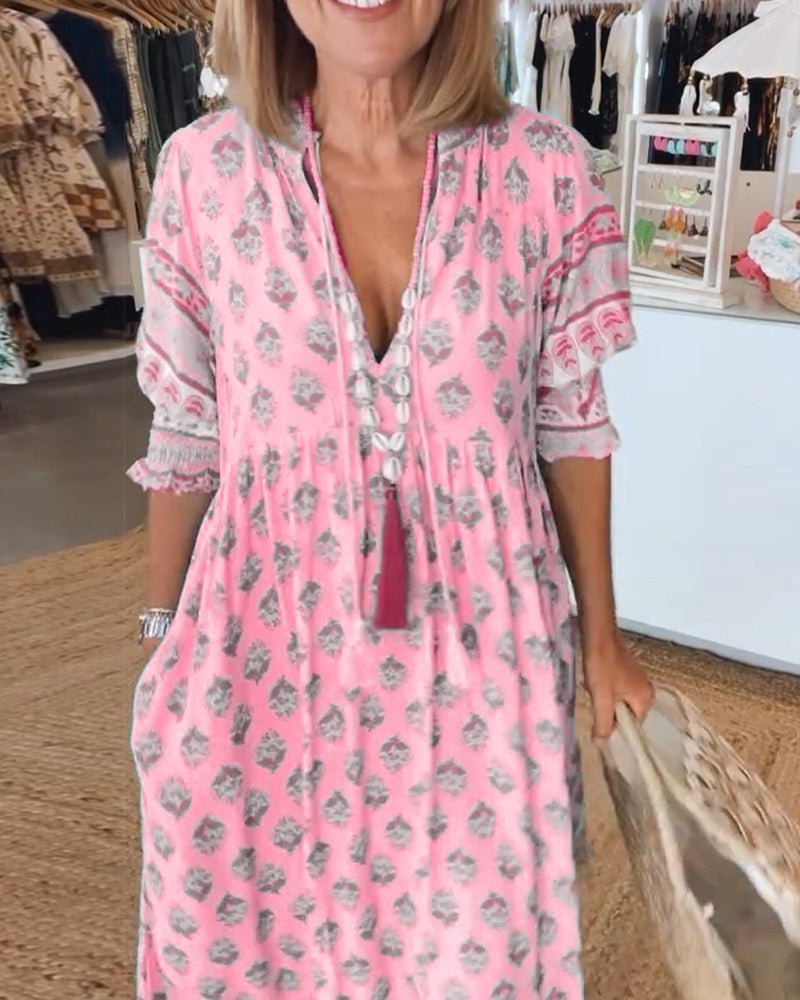 Ida | Chic Floral V-Neck Dress